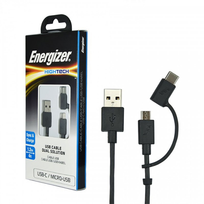 Energizer cable 3in1 Metallic Lightning-Micro-TypeC C13UBX3CF (1m2)