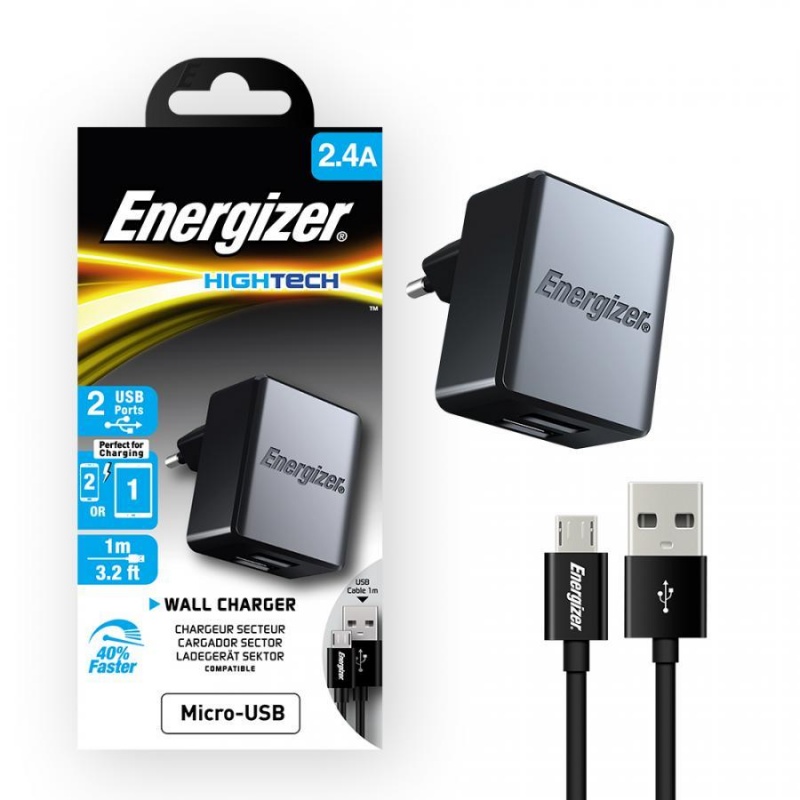 Sạc Energizer Wall 2.4A (kèm cable Micro USB)