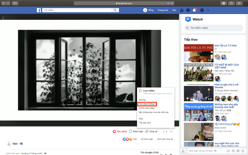 cách tải video trên facebook