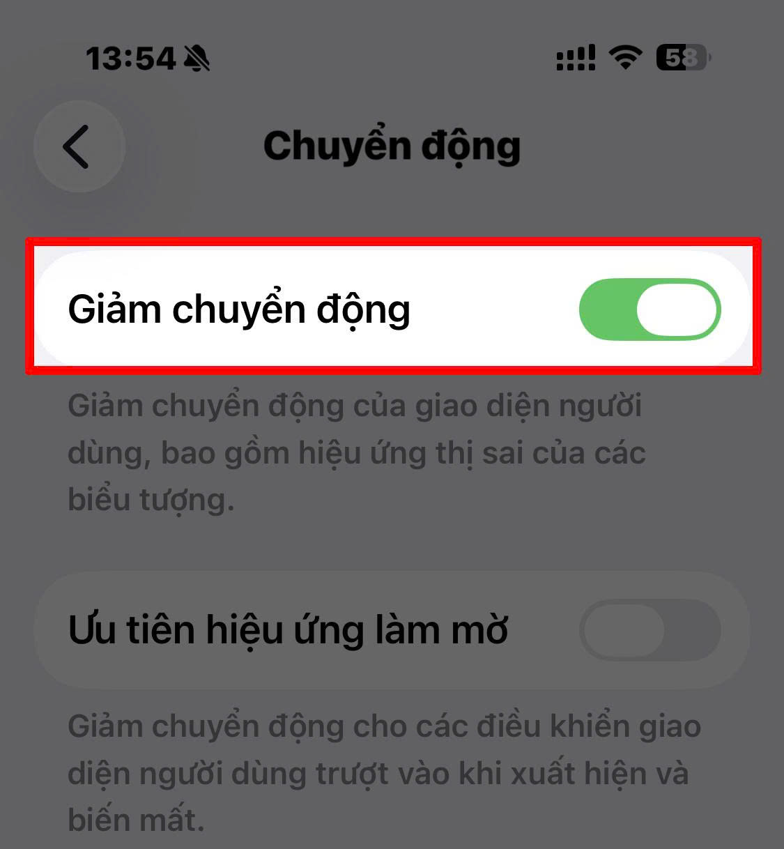 Bật Giảm chuyển động