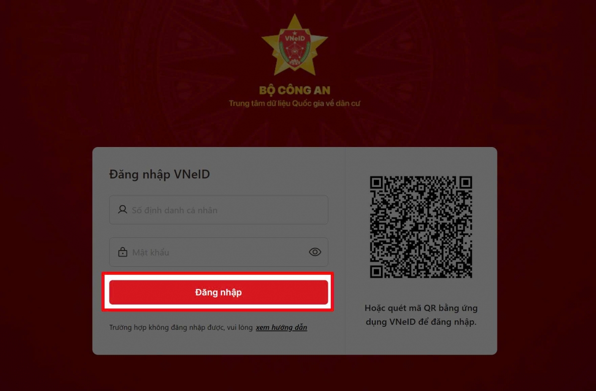 Điền đầy đủ mật khẩu và tài khoản