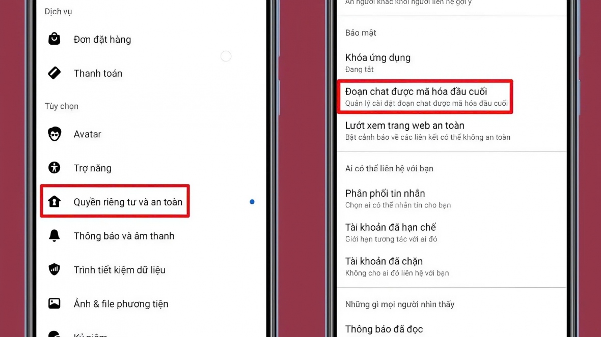 Chọn Quyền Riêng Tư & An Toàn