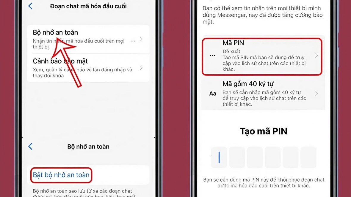 Bật Bộ Nhớ An Toàn Và Tạo Mã PIN