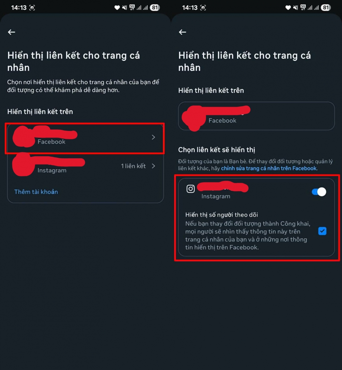 Liên kết Instagram sẽ xuất hiện trên trang cá nhân