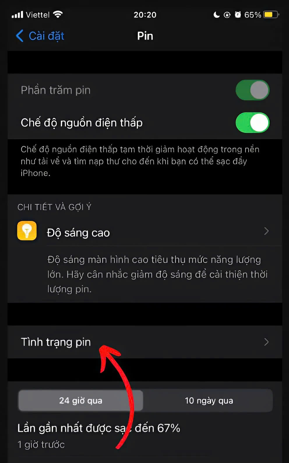 Dung lượng tối đa nên từ 80% trở lên