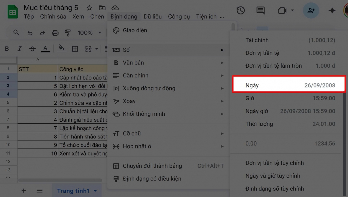 Chọn Kiểu Ngày Phù Hợp
