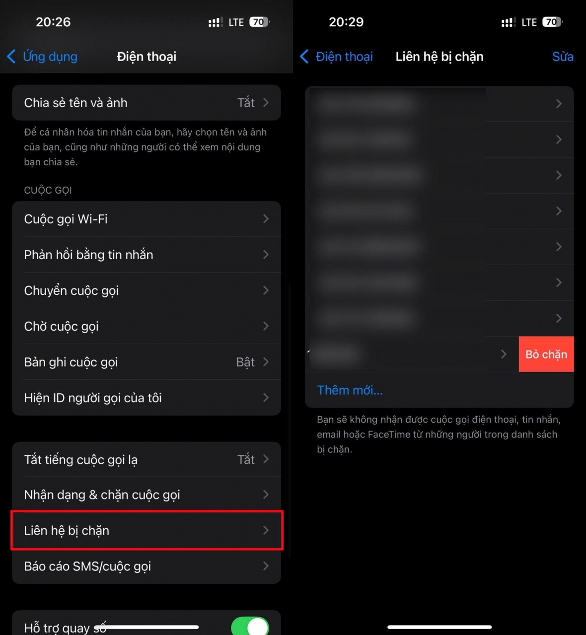 Liên hệ bị chặn