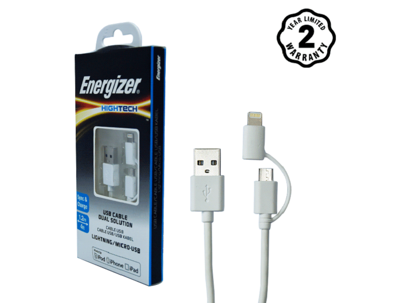 Energizer cable 2 cổng Lightning-Micro USB C11UBDUGWH4 (1m)