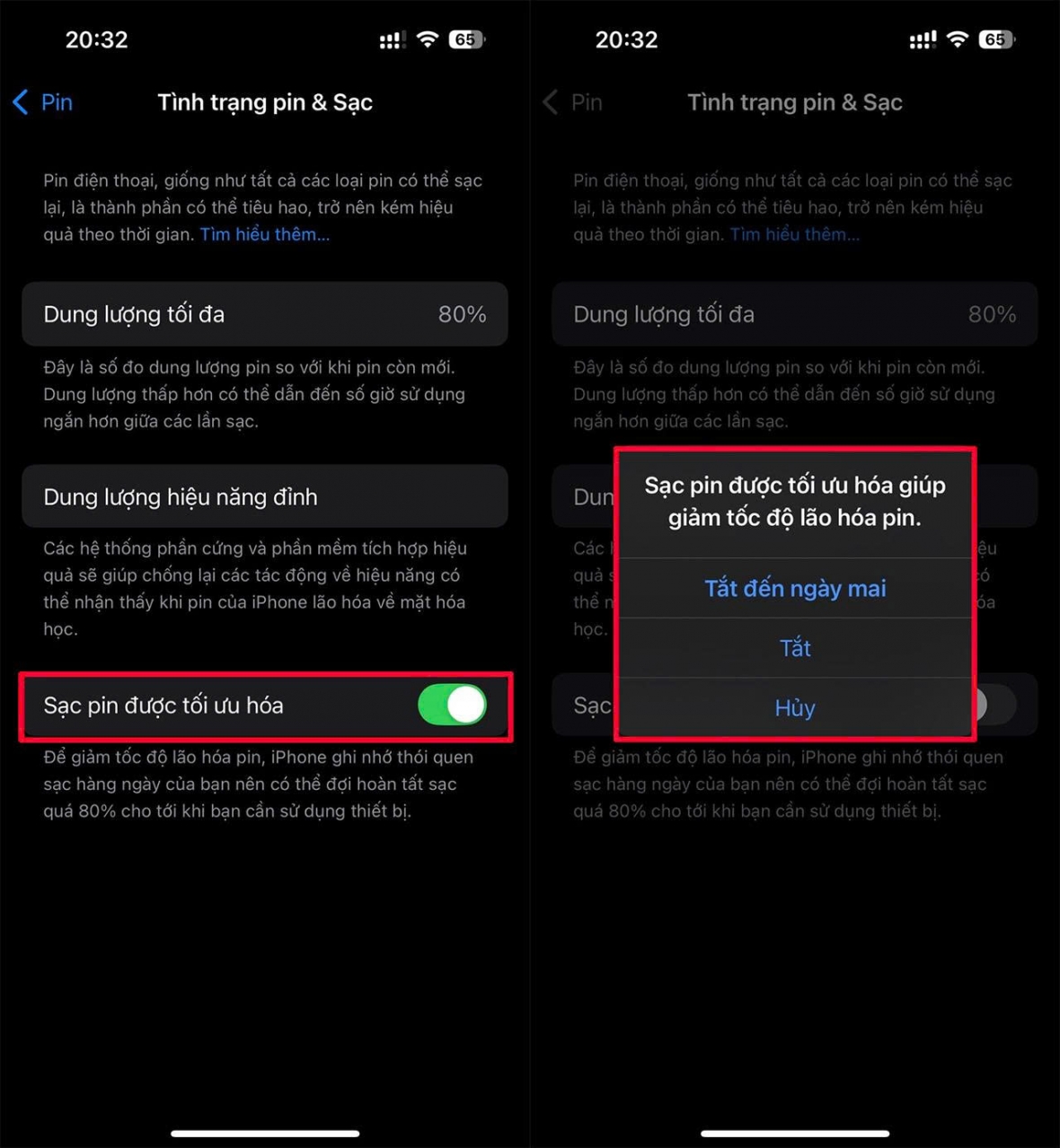 Sạc pin được tối ưu hóa