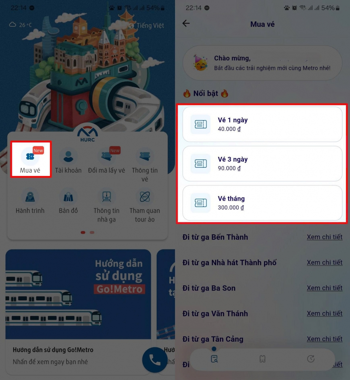 Mở ứng dụng HCMC