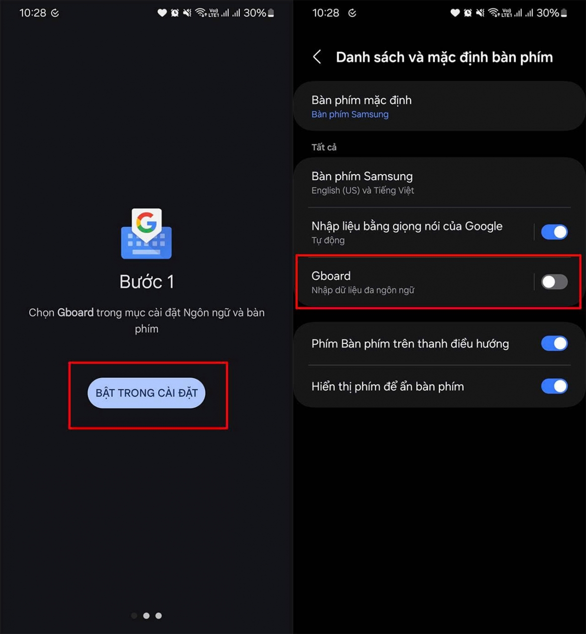 Đặt Gboard làm bàn phím mặc định
