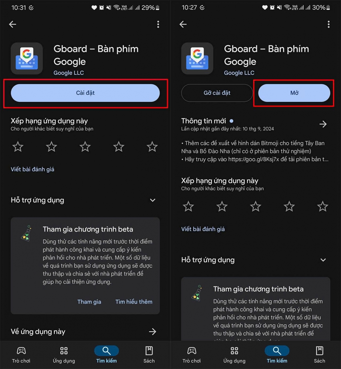 Cài đặt Gboard