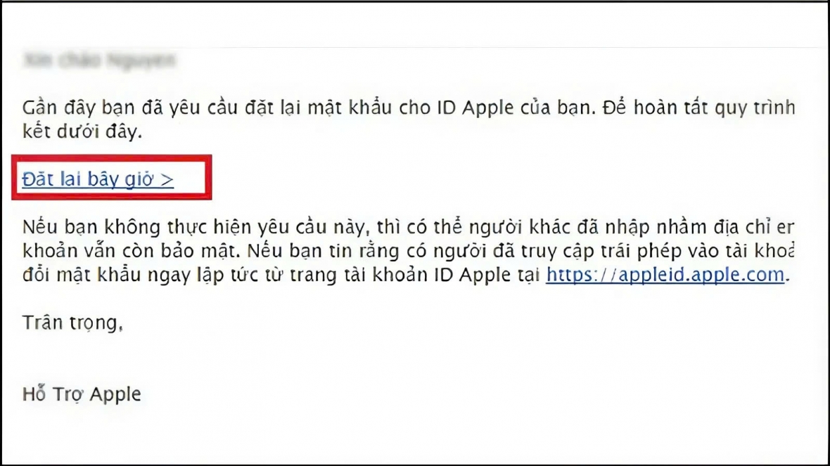 Xác nhận đặt lại mật khẩu iCloud qua gmail
