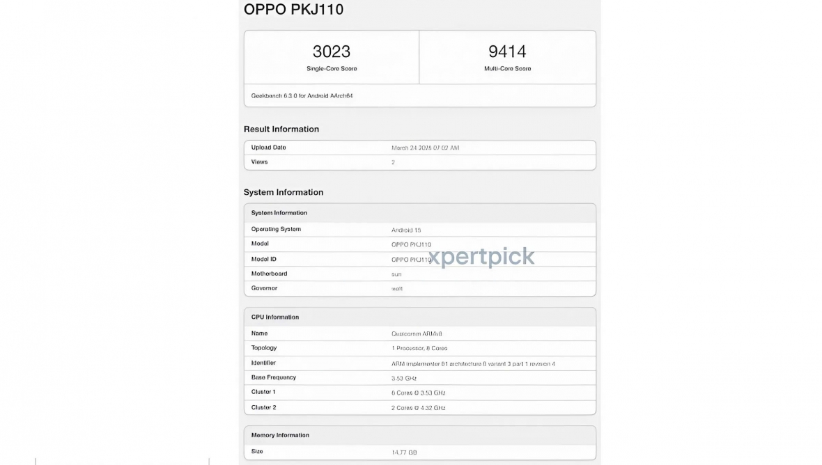Danh sách Geekbench (qua. XpertPick ) cho Find X8 Ultra