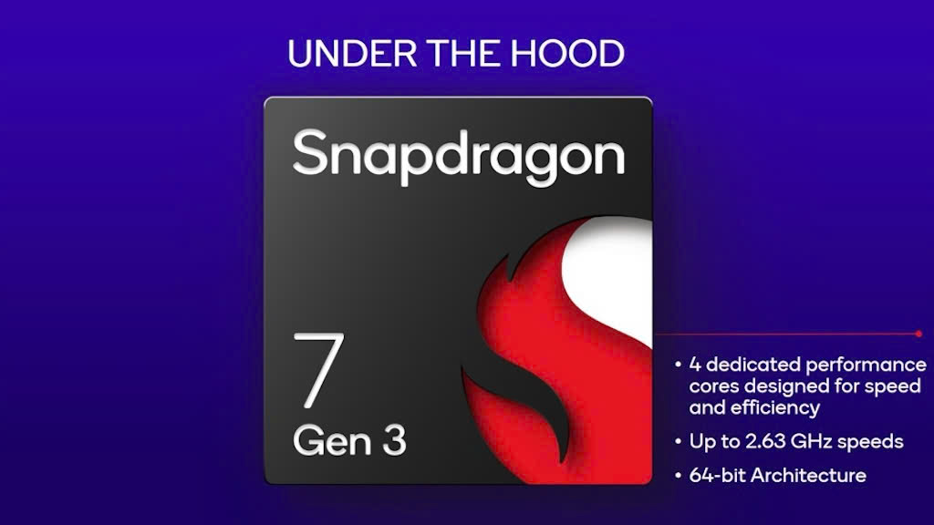 CPU: Snapdragon 7 Gen 3 tối ưu điện năng và hiệu suất