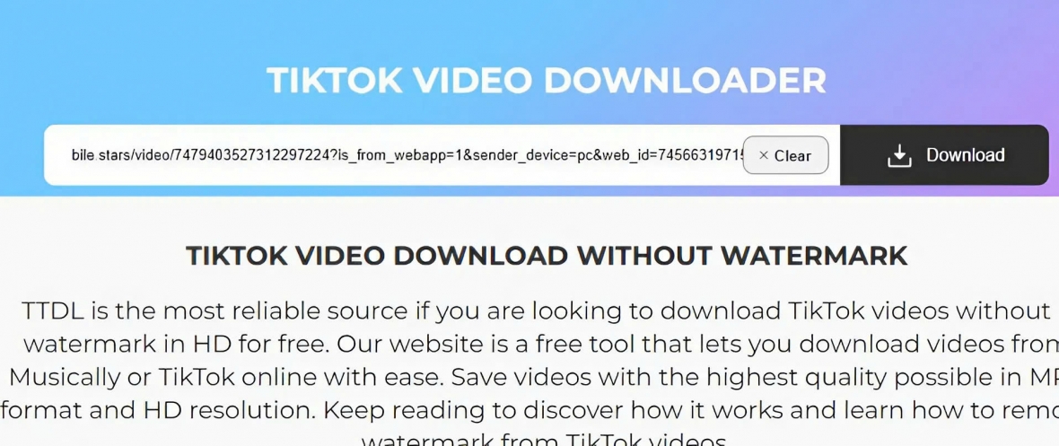 Dán link vào TikTok Downloader Online
