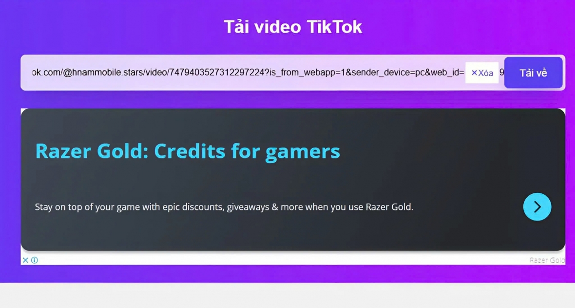 Dán link vào SSSTikTok