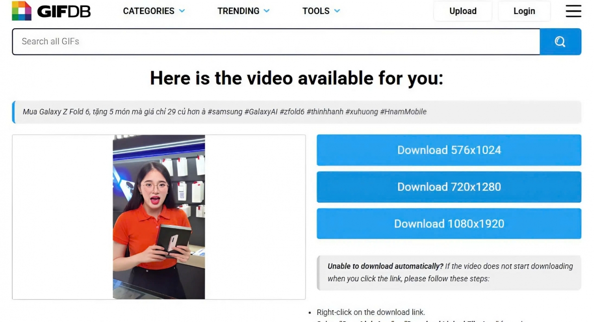 Tải video tại TikTok Downloader One
