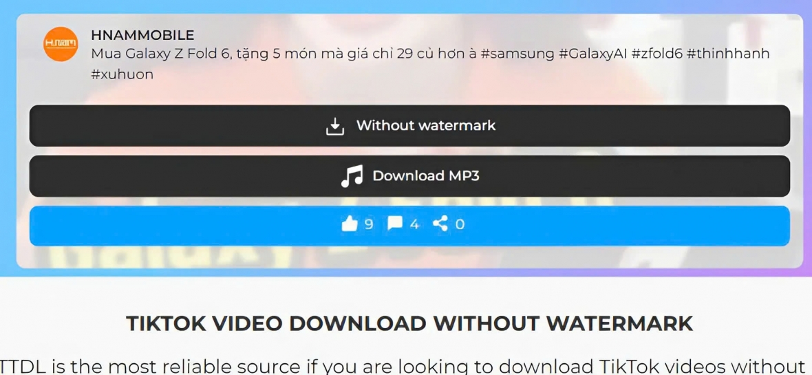 Tải video tại TikTok Downloader Online