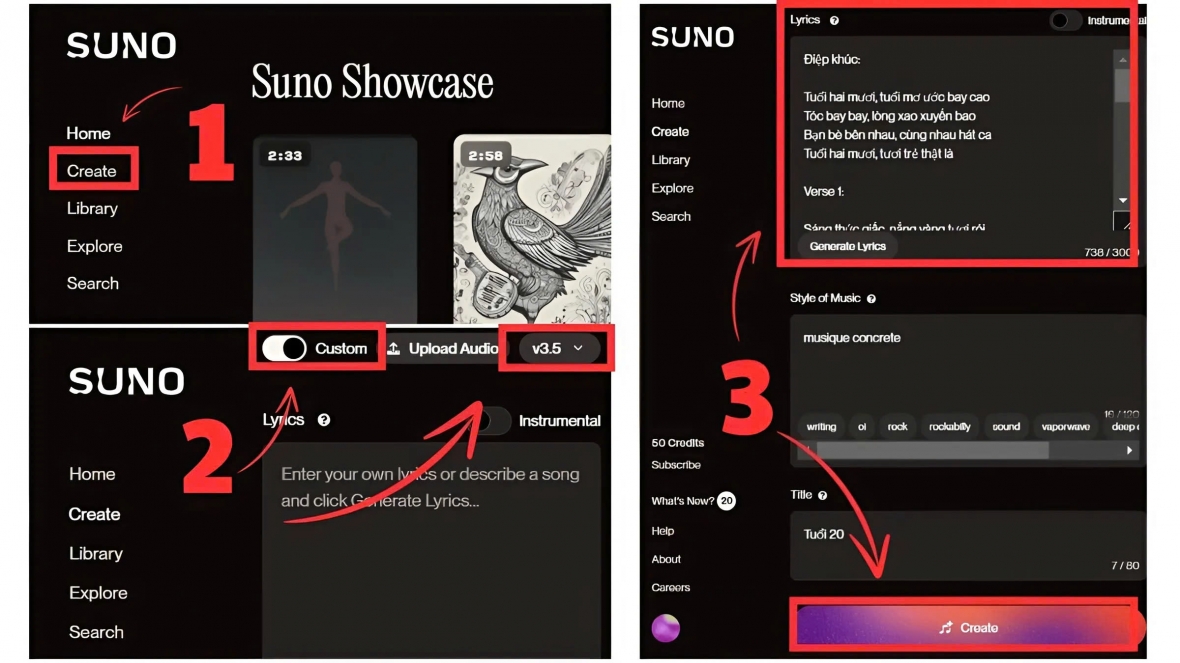 Cách sử dụng Suno AI tạo nhạc từ văn bản