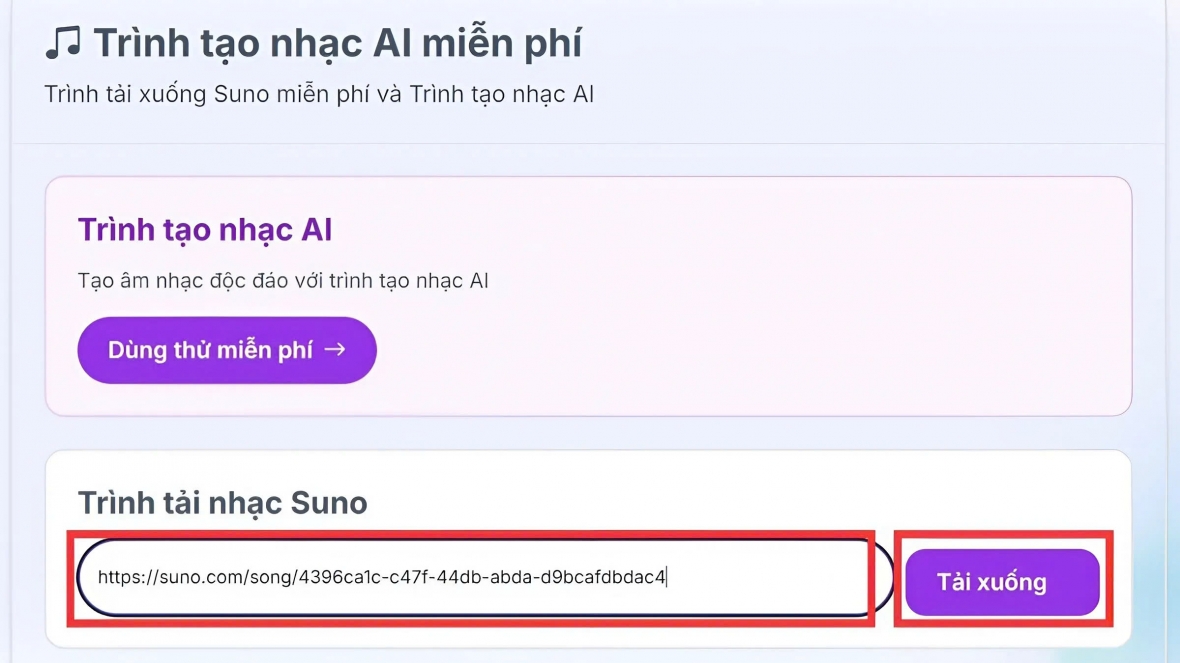 Dán URL vừa copy vào ô tương ứng