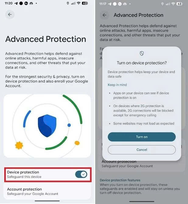 Tính năng Advanced Protection Mode