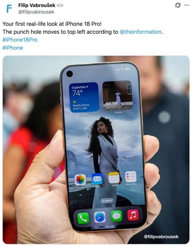 Khái niệm iPhone 18 Pro với phần cắt Dynamic Island nhỏ hơn