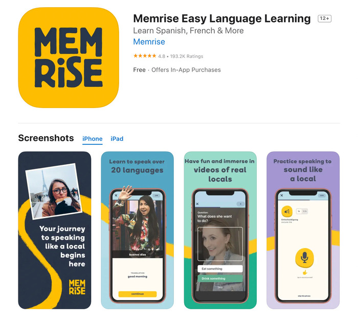 Memrise: Học tiếng Anh, Hàn