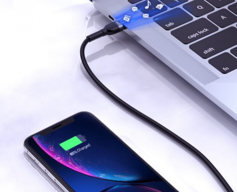 Cáp Pisen USB-C to Lightning Quick Braided 3A 1000mm (XD-CLPD05-1000) giúp tận dụng tối đa thời gian sạc pin hoặc truyền dữ liệu giữa MacBook và iPhone