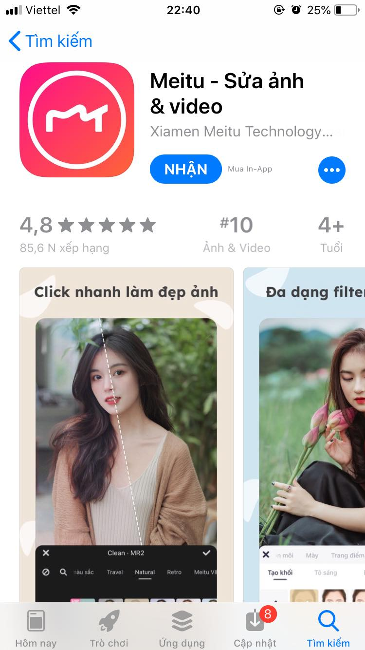 App chỉnh ảnh Trung Quốc Meitu