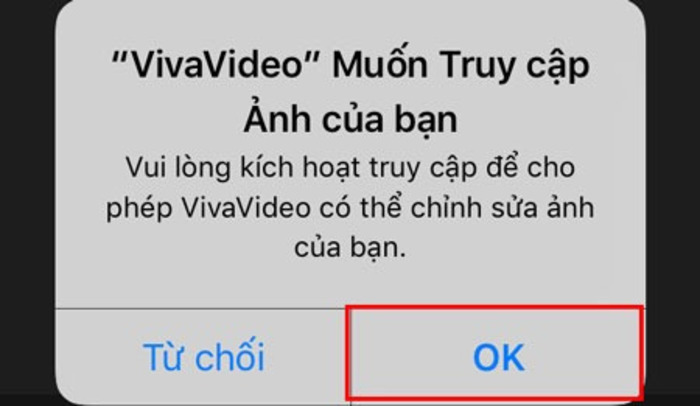 Bấm chọn OK để cấp quyền truy cập cho ứng dụng