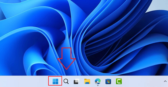 Nhấn biểu tượng Windows 11 trên Taskbar