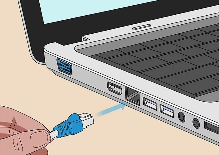 Sử dụng sợi cáp Ethernet khác để kết nối với Laptop
