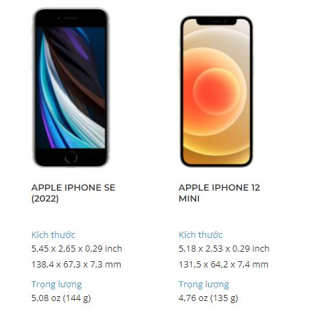 So sánh iPhone SE 2022 và iPhone 12 mini