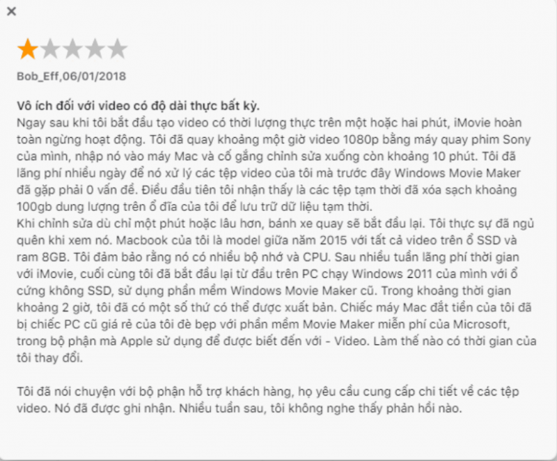 Review của người dùng về App edit video iMovie