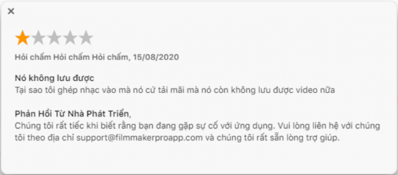 Review từ người dùng về app Filmmaker Pro
