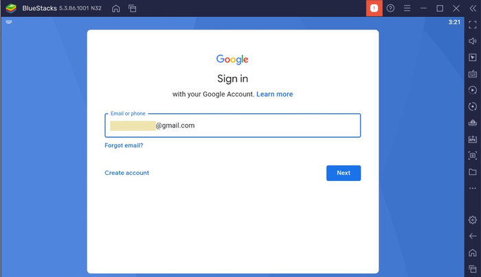Nhập địa chỉ gmail và mật khẩu và nhấn Next