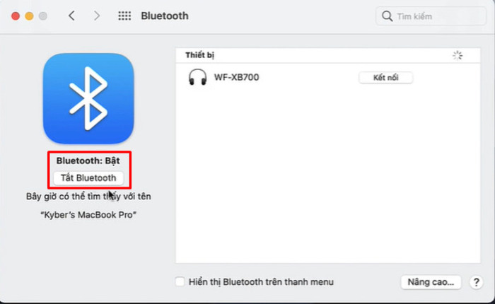 Lựa chọn bật Bluetooth để bắt đầu quá trình kết nối