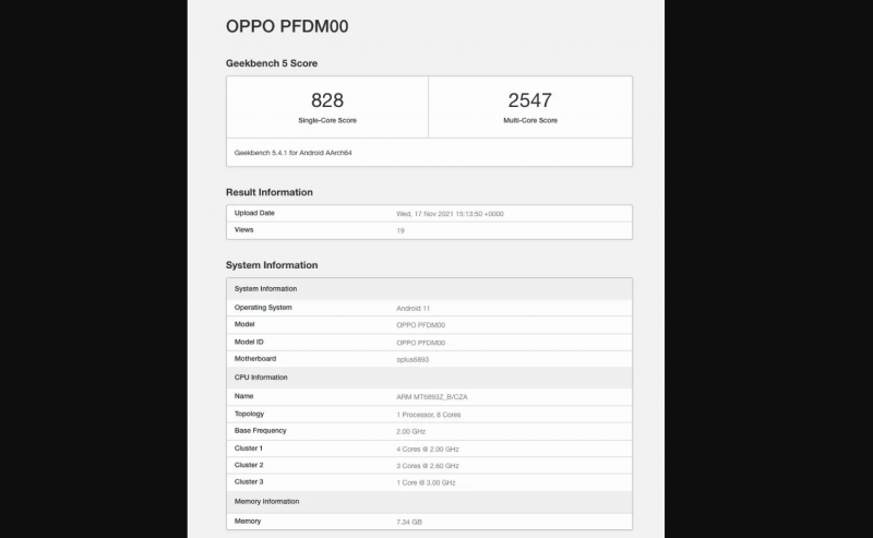 oppo reno 7 pro geekbench