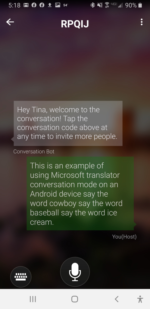 Dịch cuộc hội thoại trực tiếp trên app Microsoft Translator