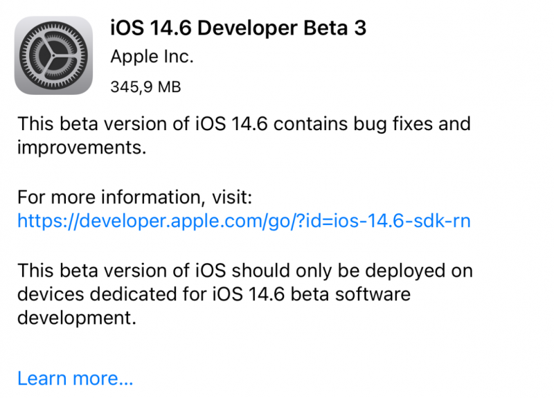 hnammobile - Apple phát hành bản cập nhật iOS 14.6 beta 3 cho các nhà phát triển - 2