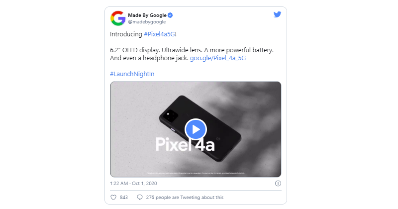 hnammobile - Google công bố Pixel 4A 5G, màn hình 6,2 inch lớn hơn với giá 499 USD - 2