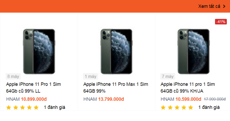Giá ip 11 Pro cũ tại Hnam luôn rẻ hơn giá máy mới