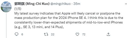 iPhone SE 4 sẽ có thể bị hoãn tới năm 2024