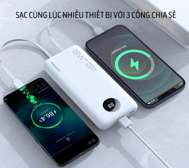 Pin dự phòng Pisen Quick PowerFo QP18 10500mAh (TS-D296) - Nói không với dung lượng ảo