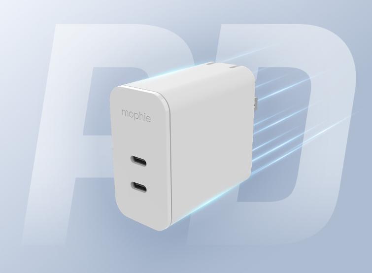 Sạc Mophie PD 67W GaN 2 cổng USB-C - Sạc nhỏ gọn công suất cao dành cho người dùng