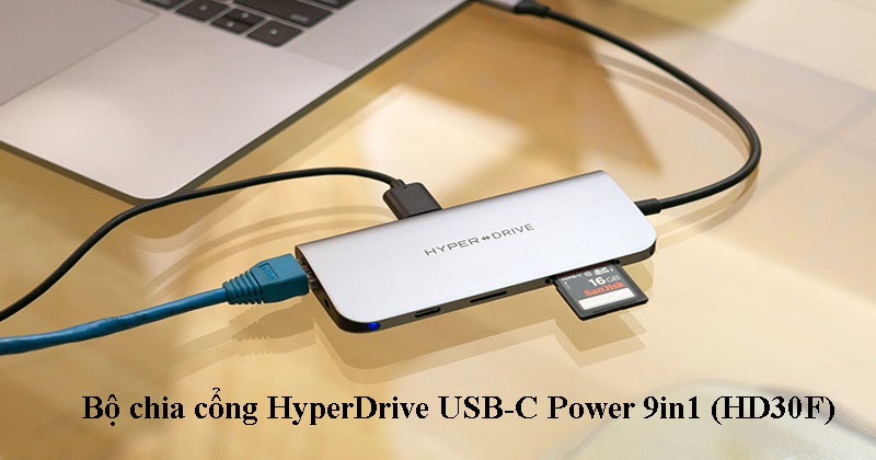 Bộ chia cổng HyperDrive USB-C Power 9in1 (HD30F) Chính Hãng - Giá Rẻ