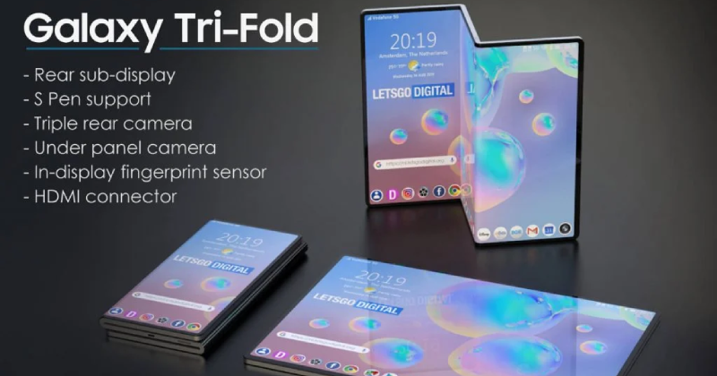 Điện thoại cuộn Samsung Tri Folding xuất hiện trong bằng sáng chế mới