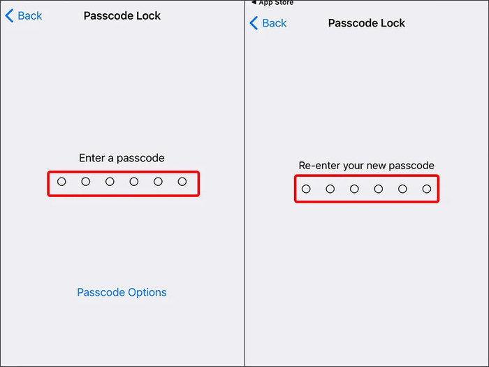 Nhập và xác nhận mật khẩu cho ứng dụng