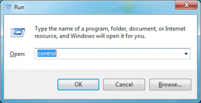Gõ Windows + R  Control và nhấn nút Enter